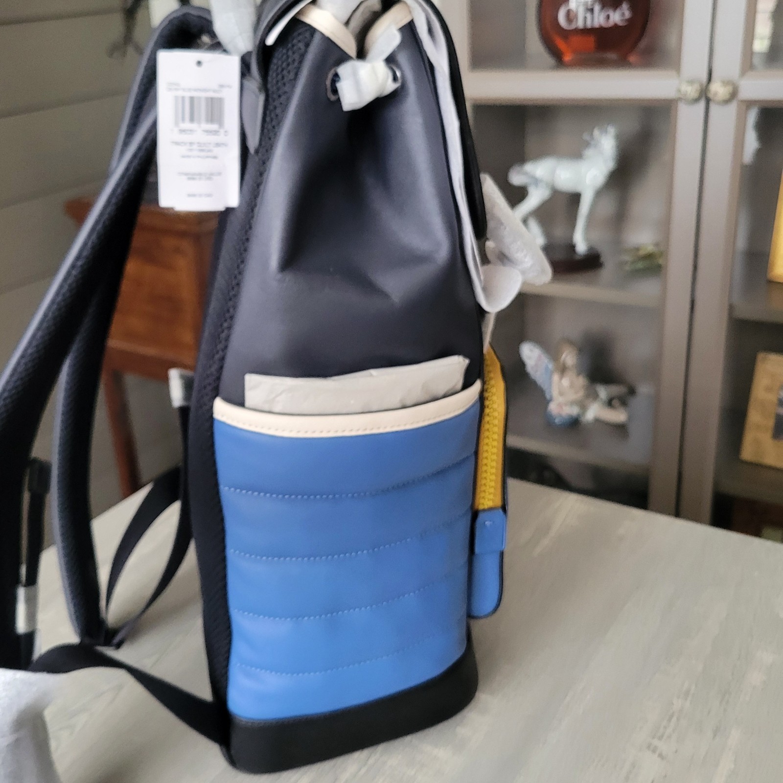 Coach Track Quilted Leather Backpack Sky Blue / Midnight Multi CE542 $698 NWT