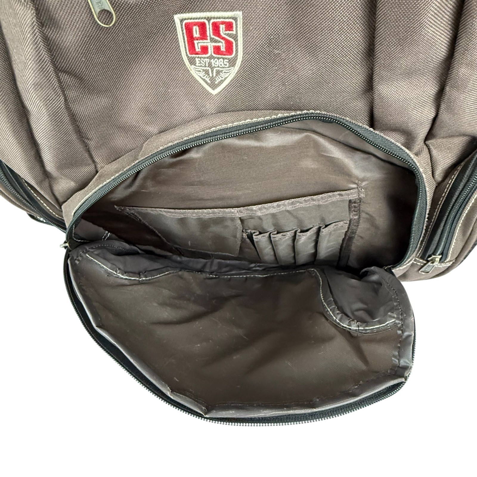 Eastsport Backpack Brown Canvas Multi-Pocket Bungee School Bag 112350WM