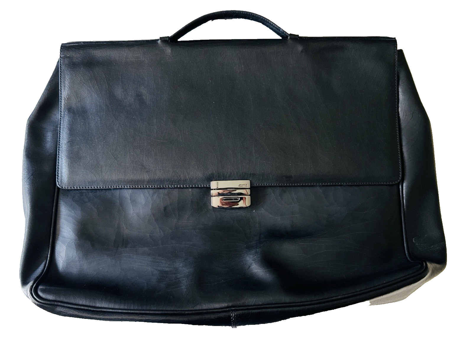 VTG EXTE Italy Black Leather 1990’s Soft Attache Briefcase Business Bag PreOwned
