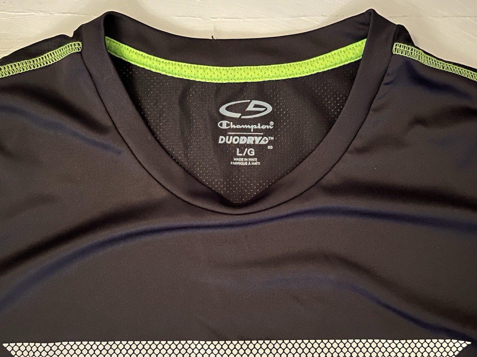 Champion DuoDry Men’s L Black Running T-Shirt Short Sleeve 100% Polyester
