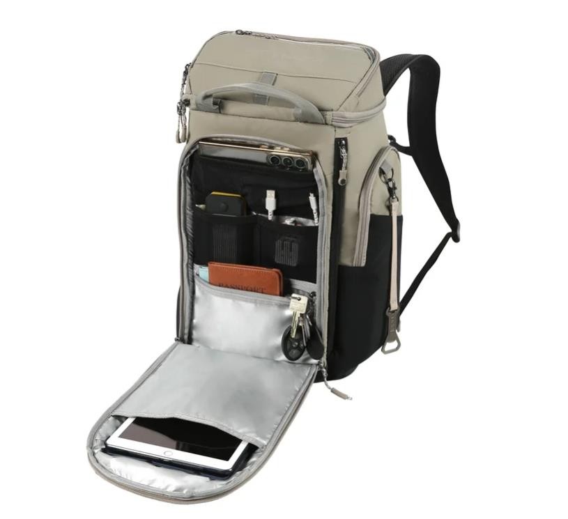 Titan PRO Backpack Cooler Taupe 26-Can Ice Walls Pockets Insulated Compartments