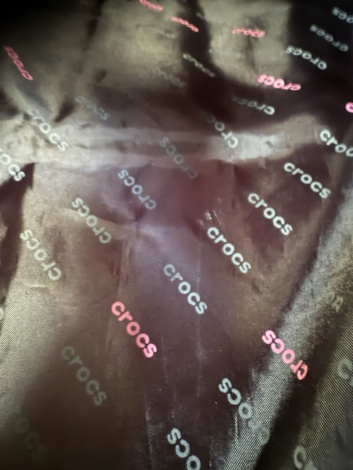 Crocs Drawstring Backpack Zipper Pocket Pink Black Blue 17.5 x 15 ~New