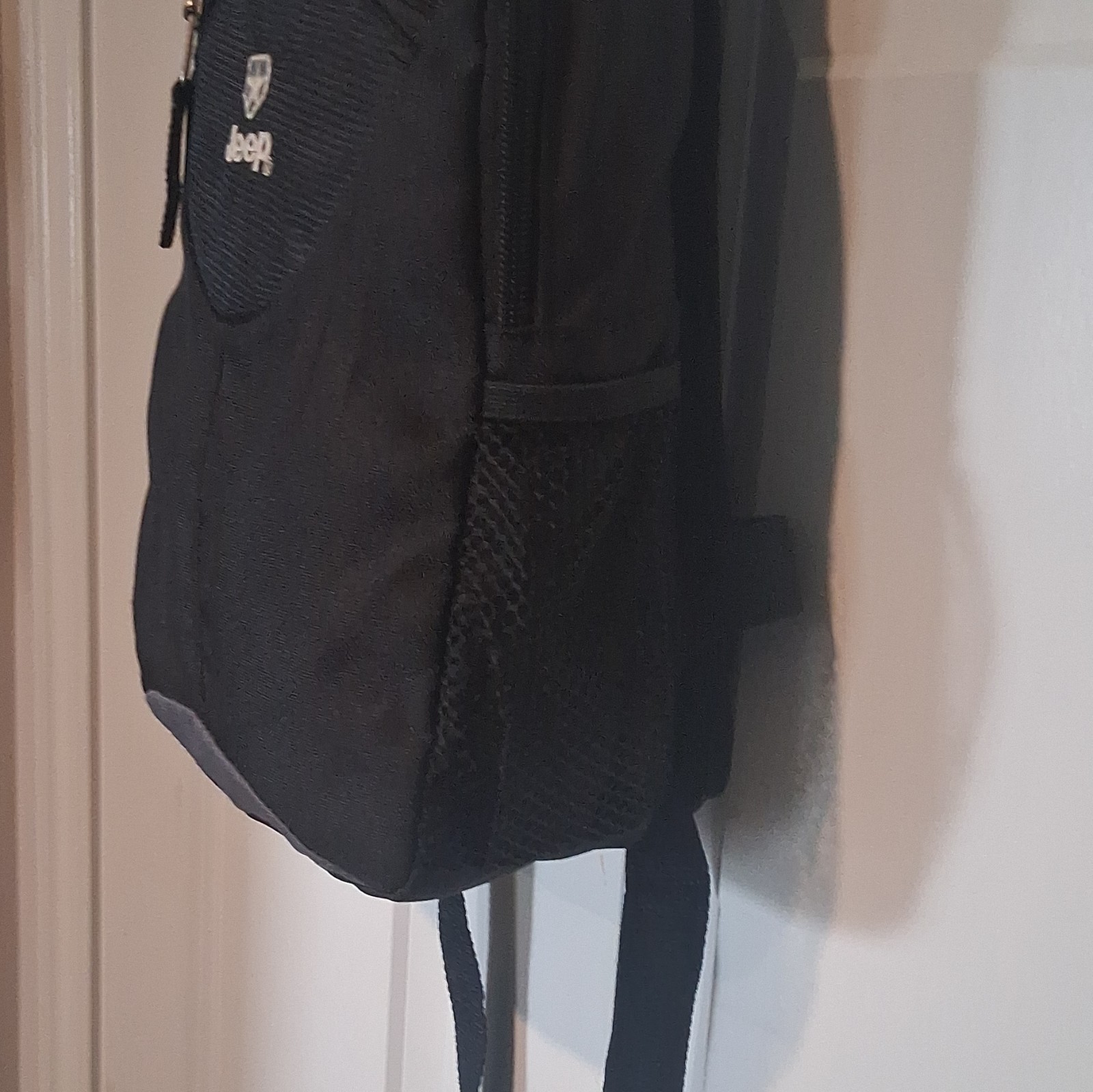 Jeep Black Mini Backpack Zip Closure Mesh Side Pockets Adjustable Strap