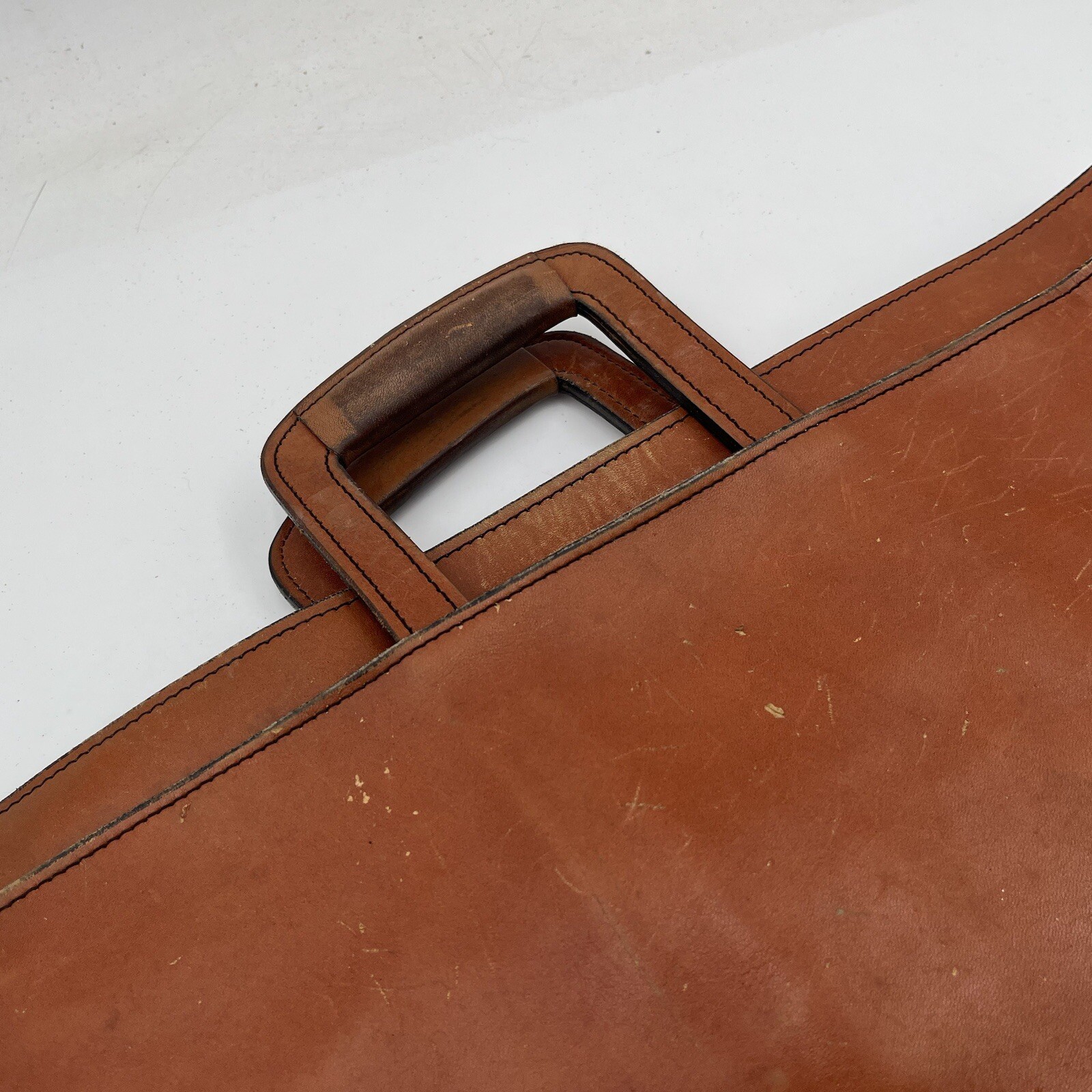 Vintage Schlesinger Brothers Briefcase Casesetter Slim Portfolio Brown Leather