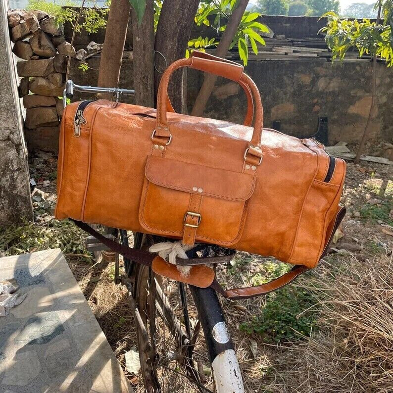 Men’s New Genuine Leather Large Vintage Duffel Travel weekend gym Overnight Bag
