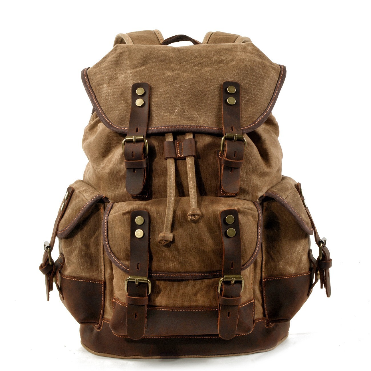 Retro Backpack Leisure Backpack Travel Backpack Canvas Patchwork Leather Fashion