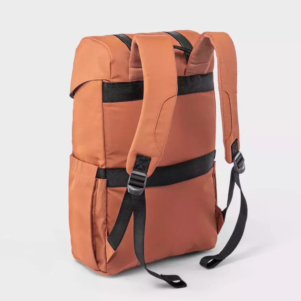 Open Story Fitted Flap Backpack, Amber Brown