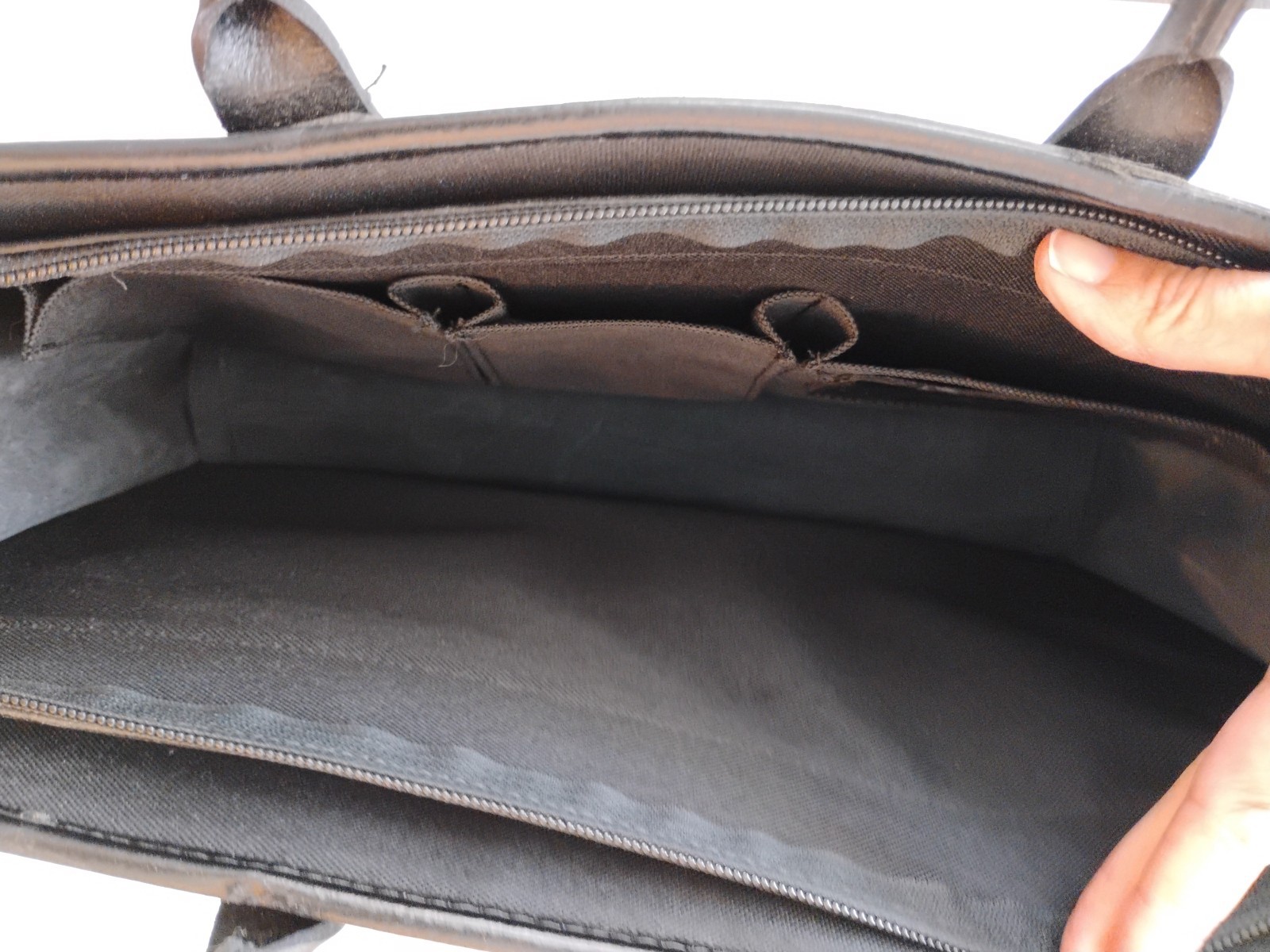 NWOT Jack Georges Leather Briefcase Milano Collection Black 15.5×10.5 Read, USA