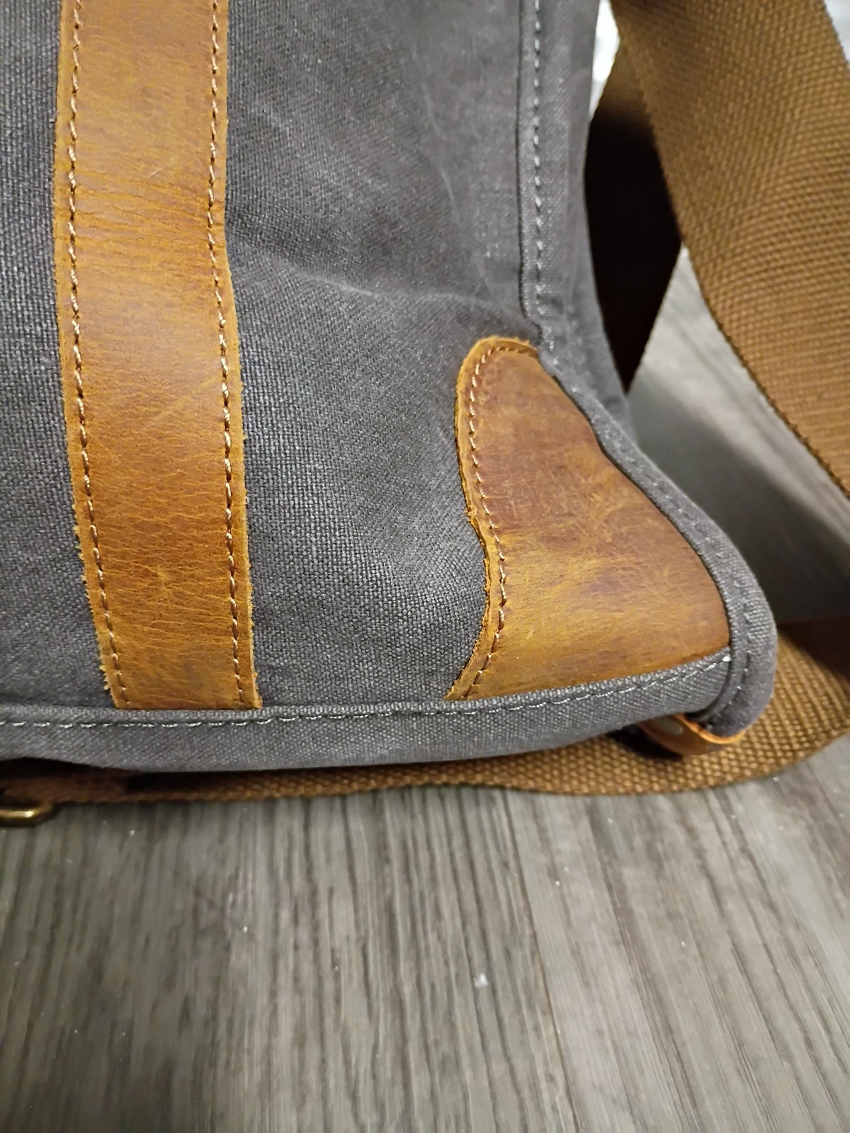 Handcrafted Waxed Canvas Full Grain Leather Messenger Tote Bag