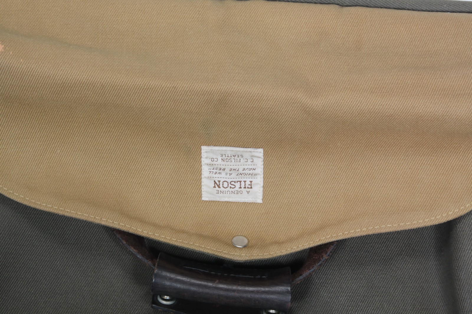 Filson Rugged Twill Original Briefcase Bag with Leather Strap Olive Green