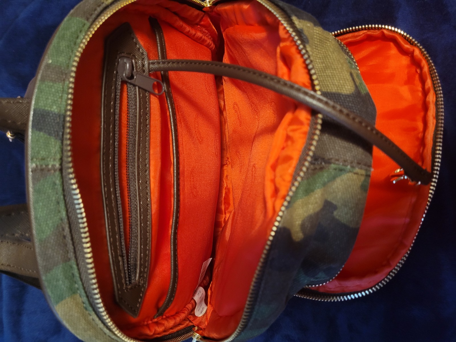 Sprayground Limited Edition Camo Backpack Brown Checkered Orange Lining Zip