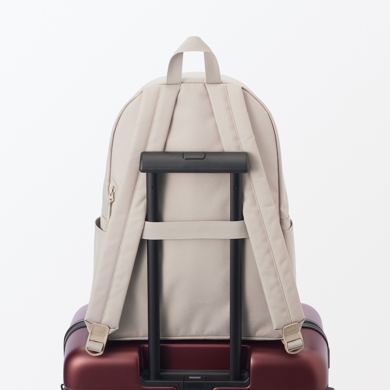 Water-Repellent Lightweight Shoulder Relief Rucksack Light Beige 17x13x6in 20L
