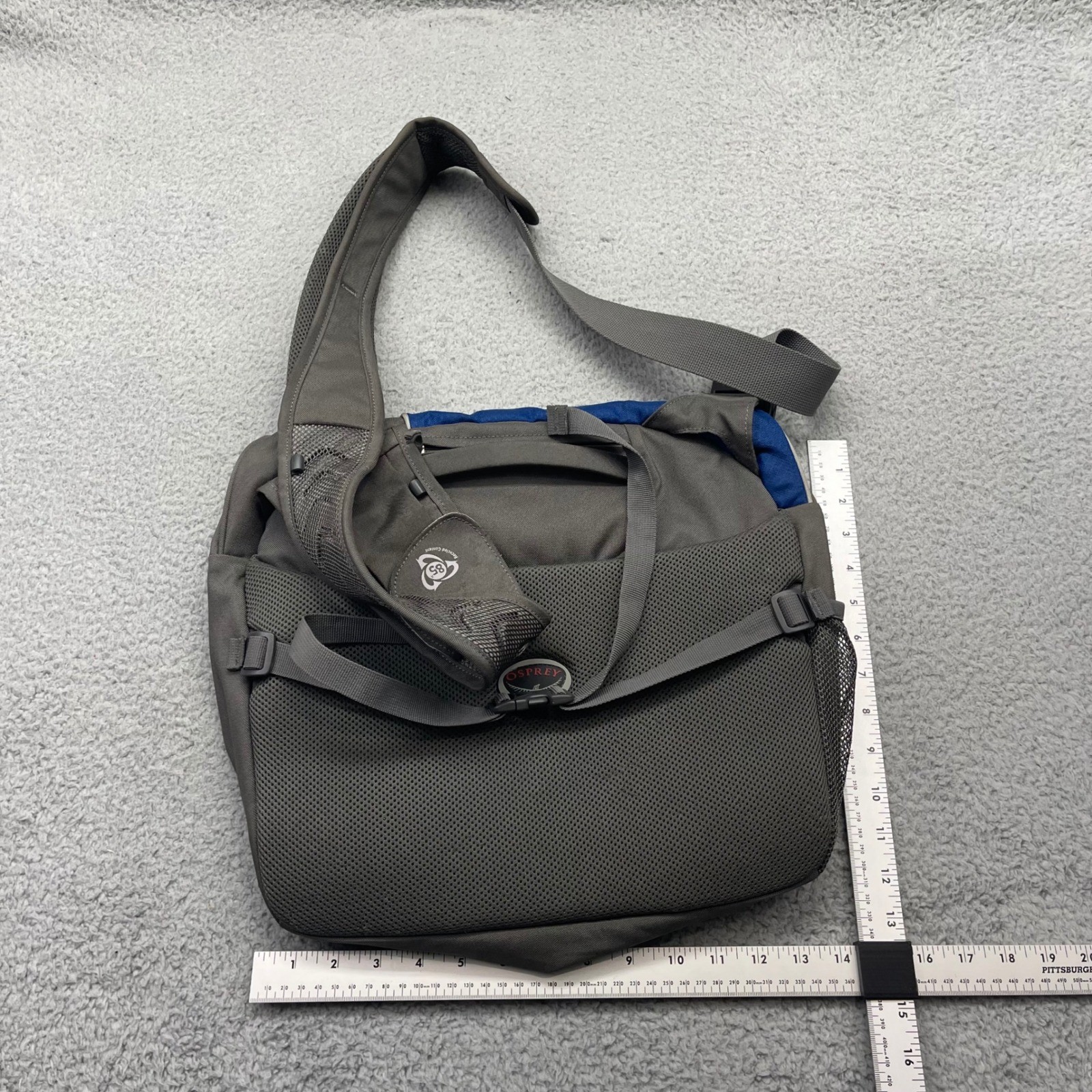 Osprey Veer Vertical Shoulder Bag Blue Grey Messenger Laptop crossbody sling Bag