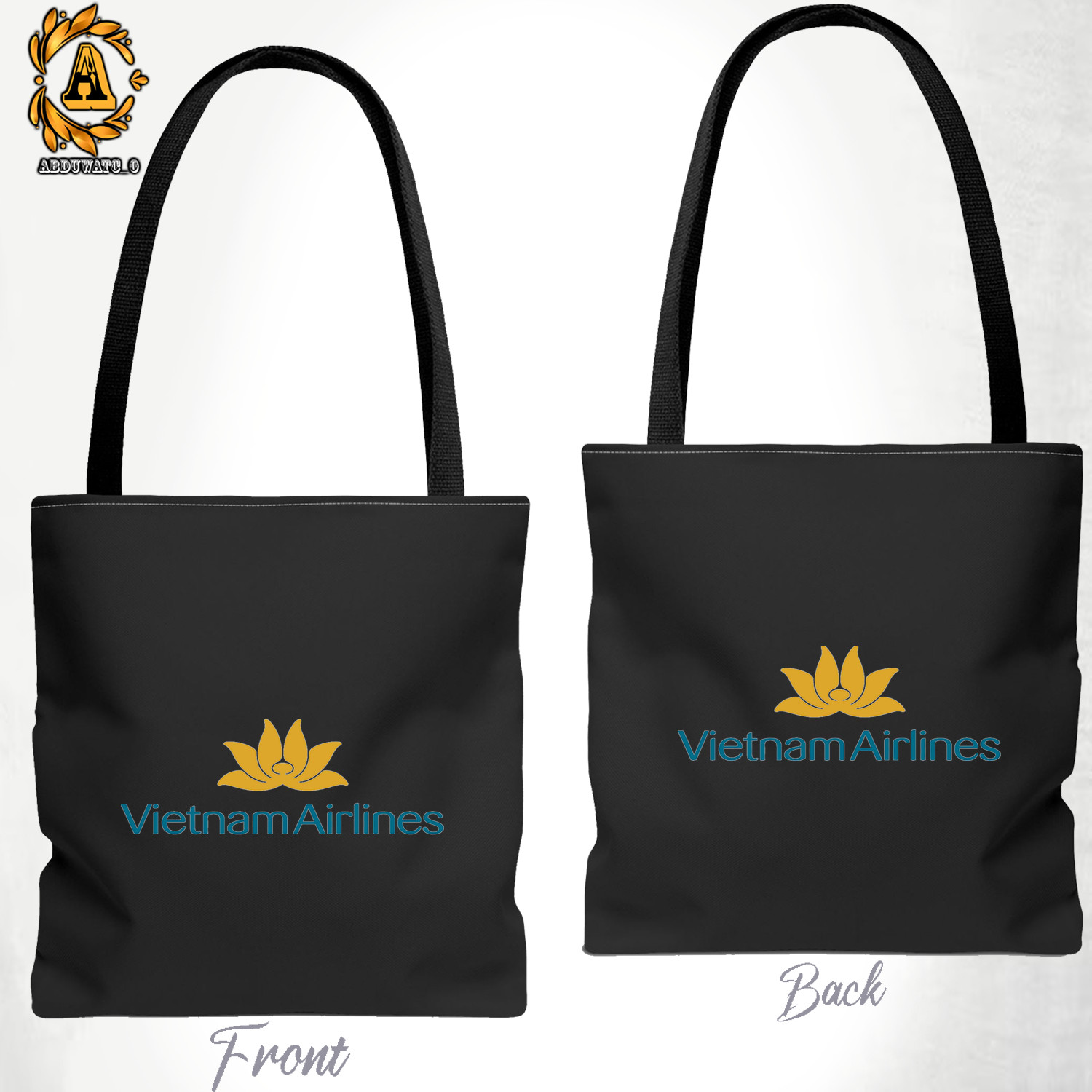 Vietnam Airlines Logo Tote Bag Size 13″x13″ 16″x16″ Black/White