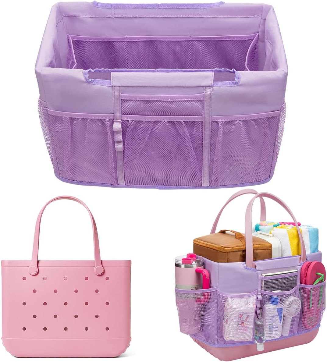 Beach Bag Organizer Insert for Extra Large Bogg Original – Large, Purple