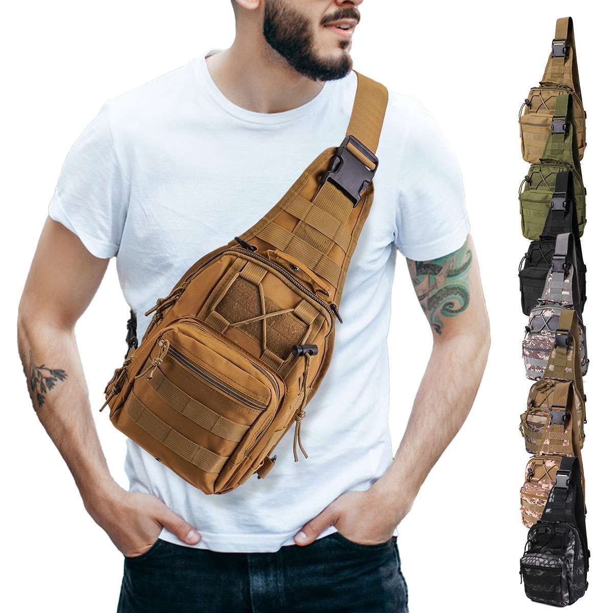 Mens Outdoor Shoulder Chest Bag Military Tactical Backpack Travel Camping Hiking