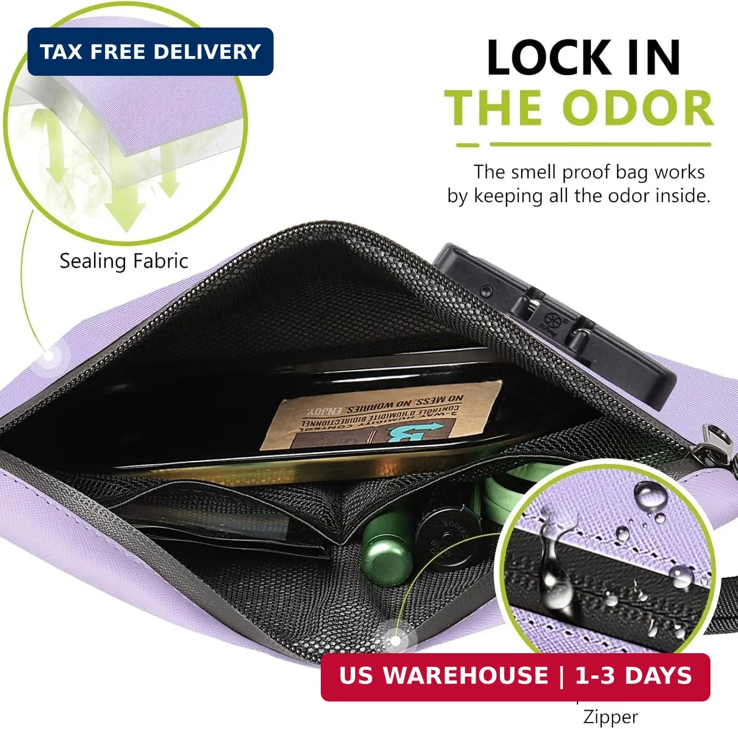 OZCHIN Smell Proof Bag with Combination Lock 10 X 7 inchs Locking Bag PU Leather
