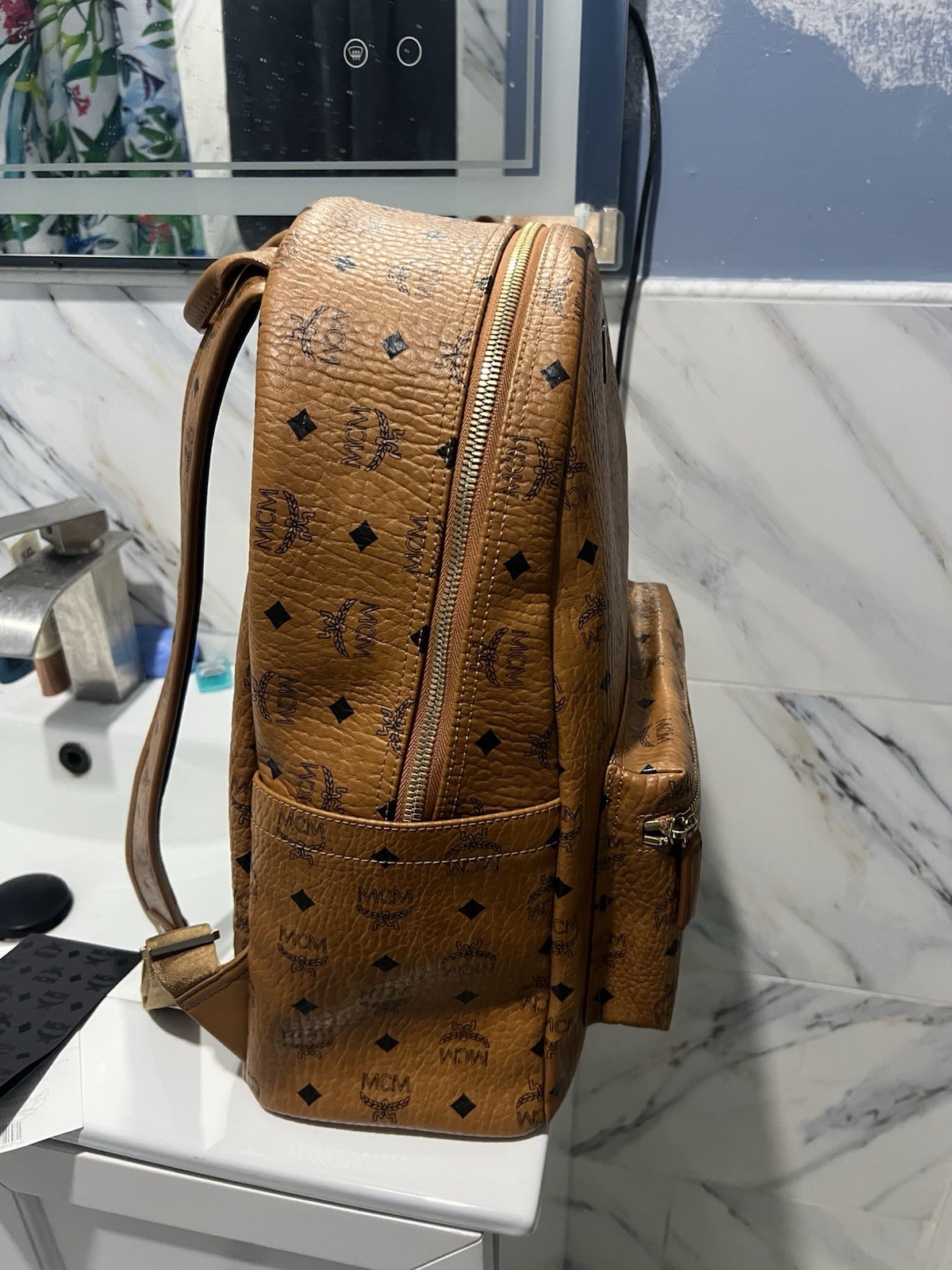 MCM Backpack Medium VISETOS COGNAC 100% Authentic W/RECEIPT