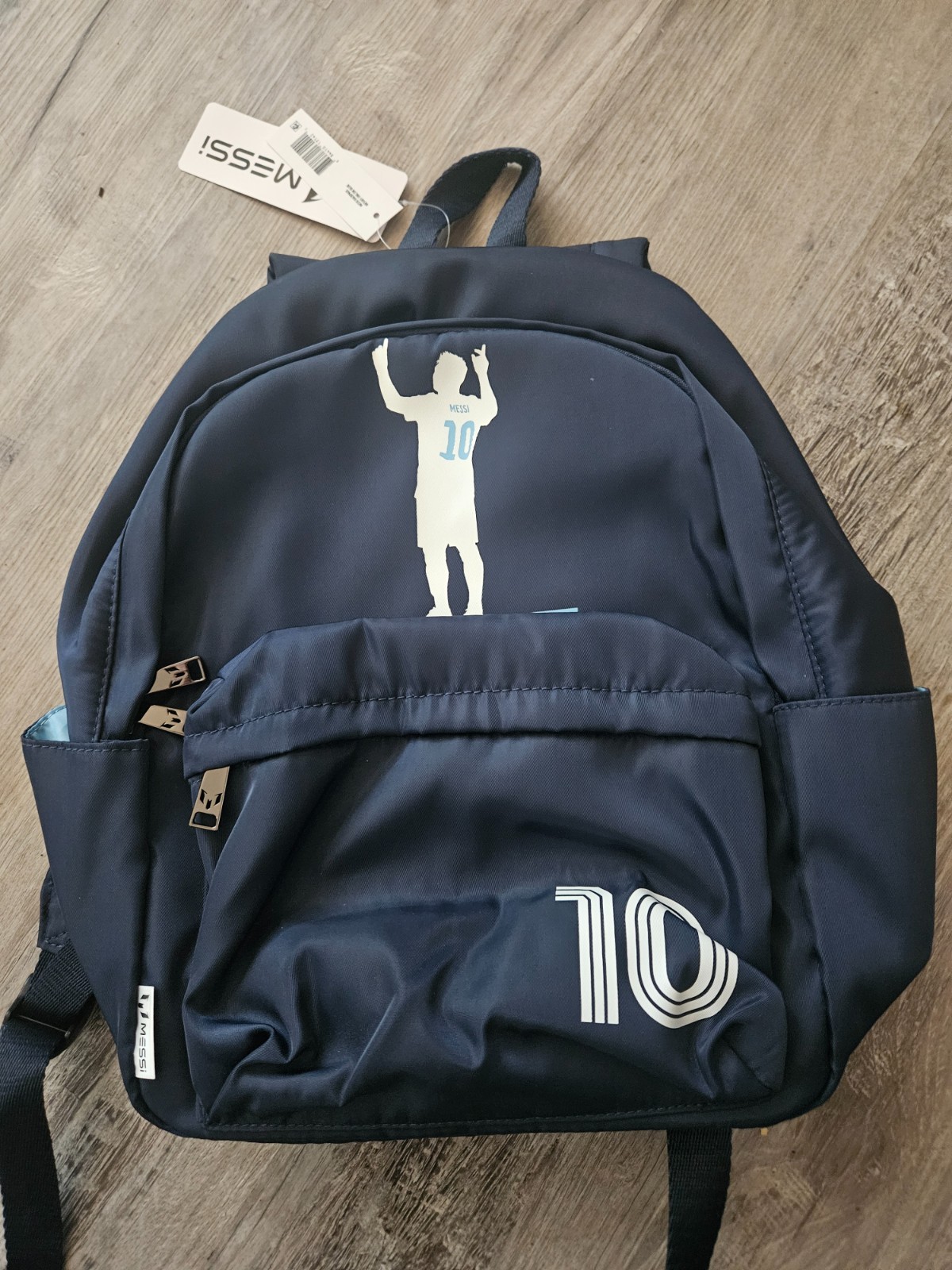 New Messi Kids 16″ School Soccer theme Backpack Dark Blue with pockets