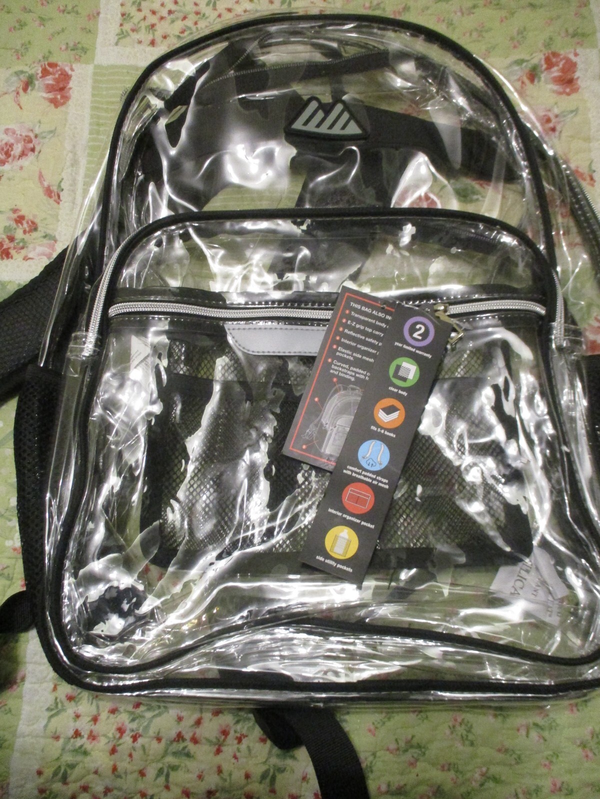 Clear Backpacks for Stadiums Festivals Games and School Full Size NWT FREE SHIP