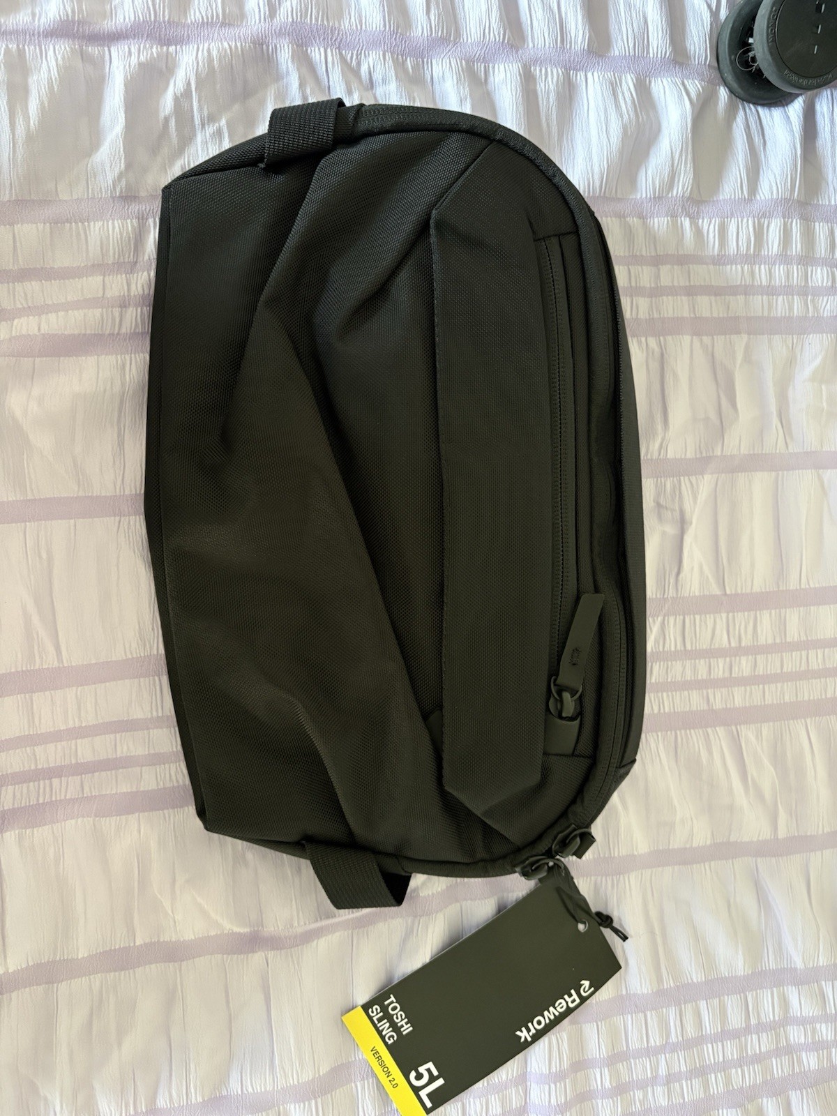 Rework Crossbody Sling Bag Black 5L Zip Closure Adjustable Shoulder Strap