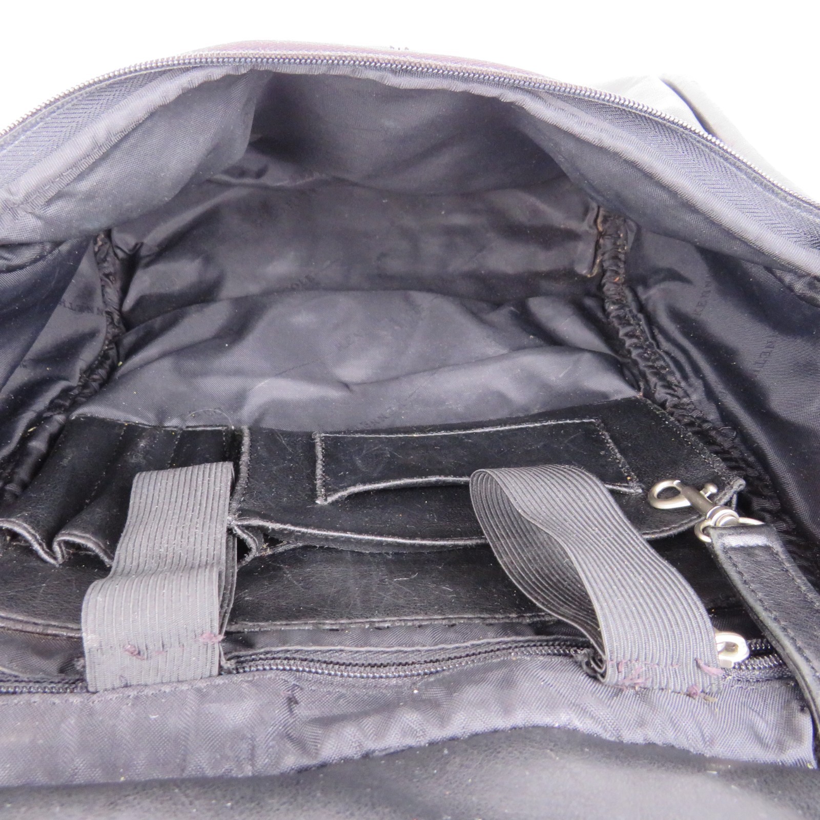 Kenneth Cole Black Leather Backpack Zipper Flap Padded Adjustable Straps Roomy