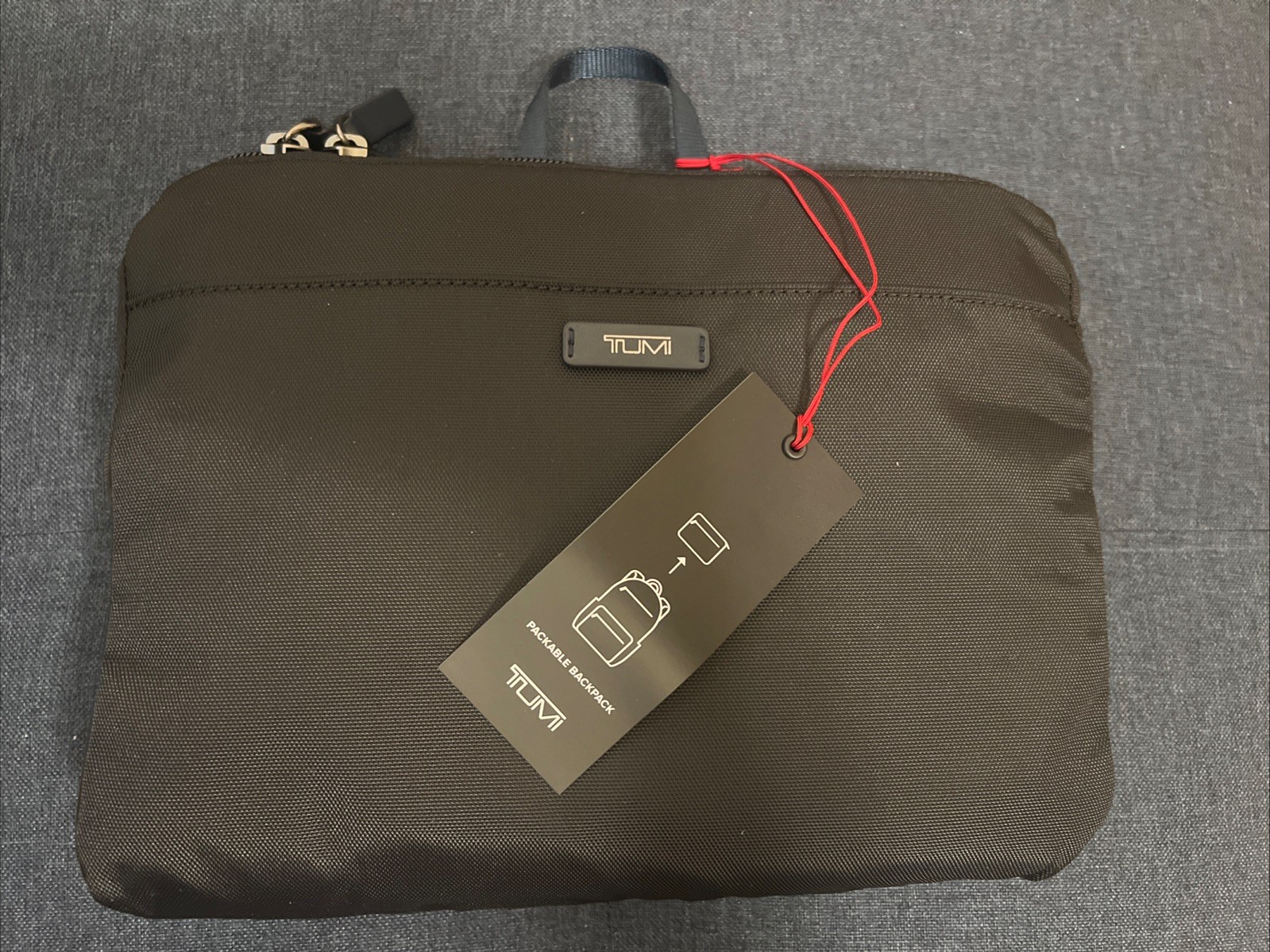 NEW TUMI Voyageur Black/Navy Nylon PACKABLE BACKPACK 17″x12.75″