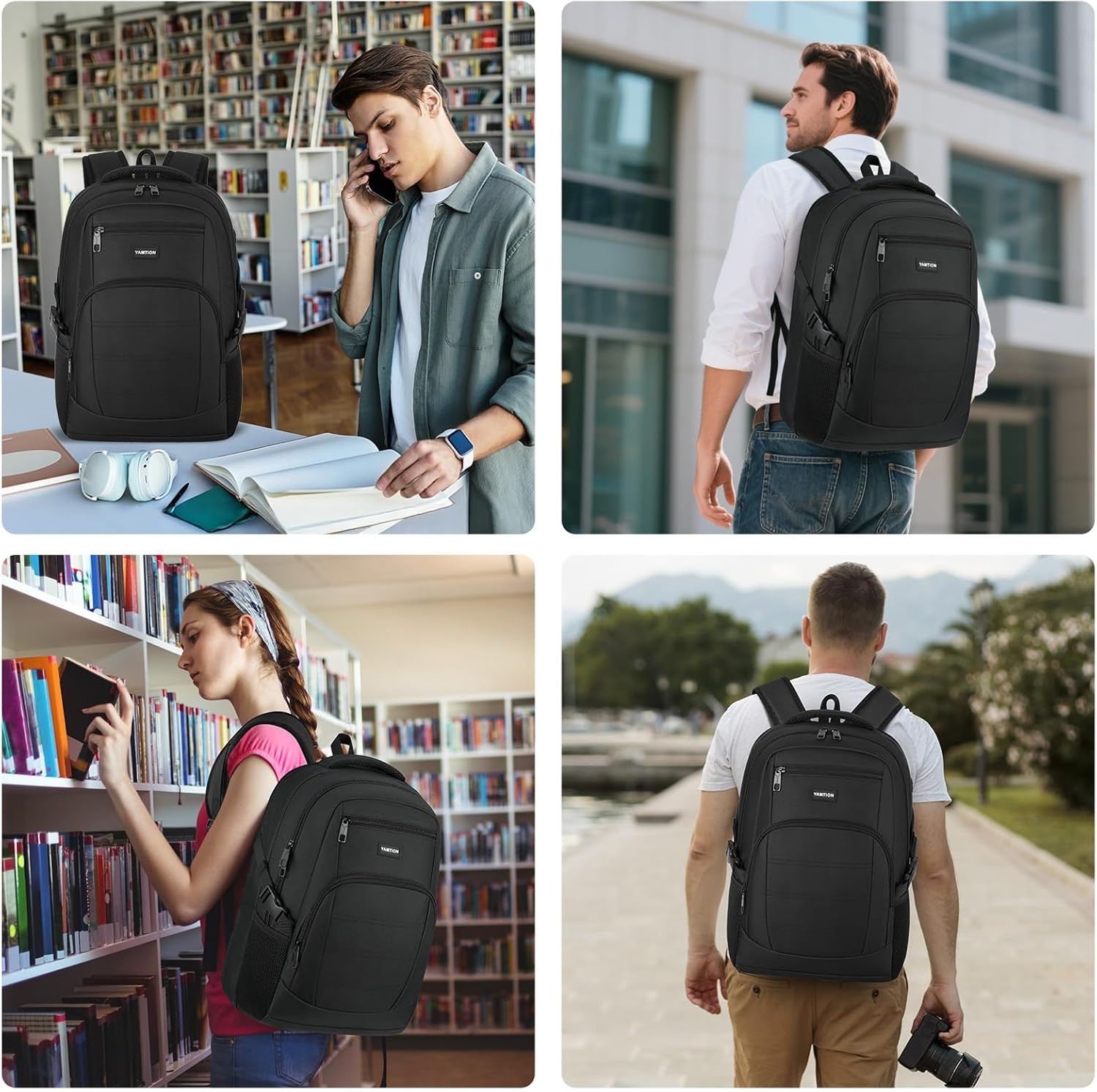 Black Backpack for Men and Women, Laptop Backpack, School Backpack for Boys and