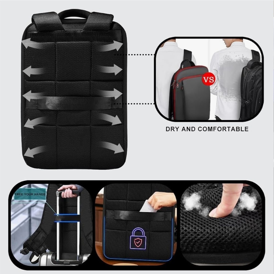 Slim Laptop Backpack for Men, 16 Inch Expandable Anti-Theft Business Travel Bag