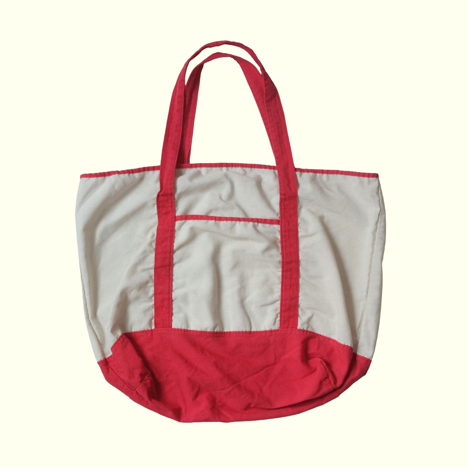 BOAT TOTE BAG USA MADE VTG 80s RETRO RED WHITE CANVAS COTTON BEACH OUTDOOR LG