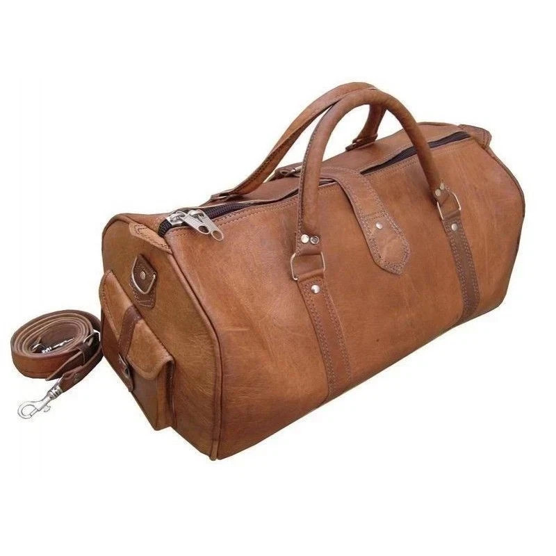 Genuine Goat Leather Duffel Bag Handmade Weekend Travel Bag