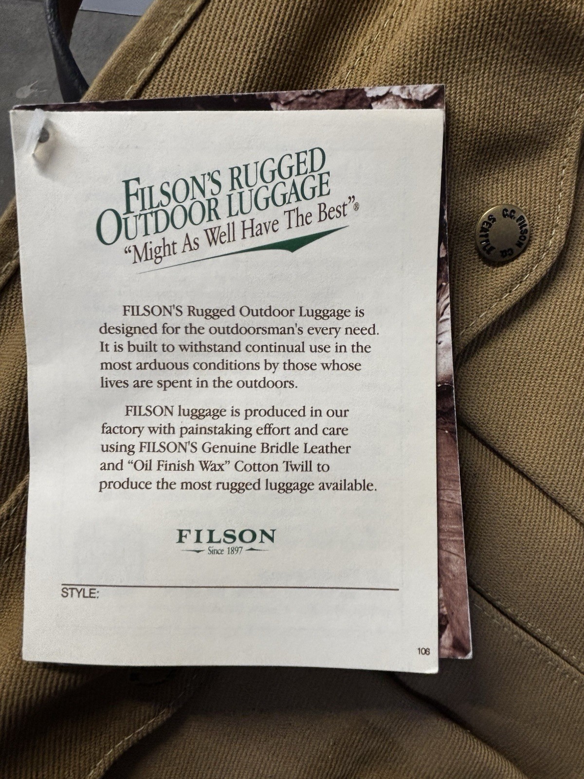 FILSON Medium Field Bag Tan Shoulder Messenger Canvas USA Vintage Embroidered