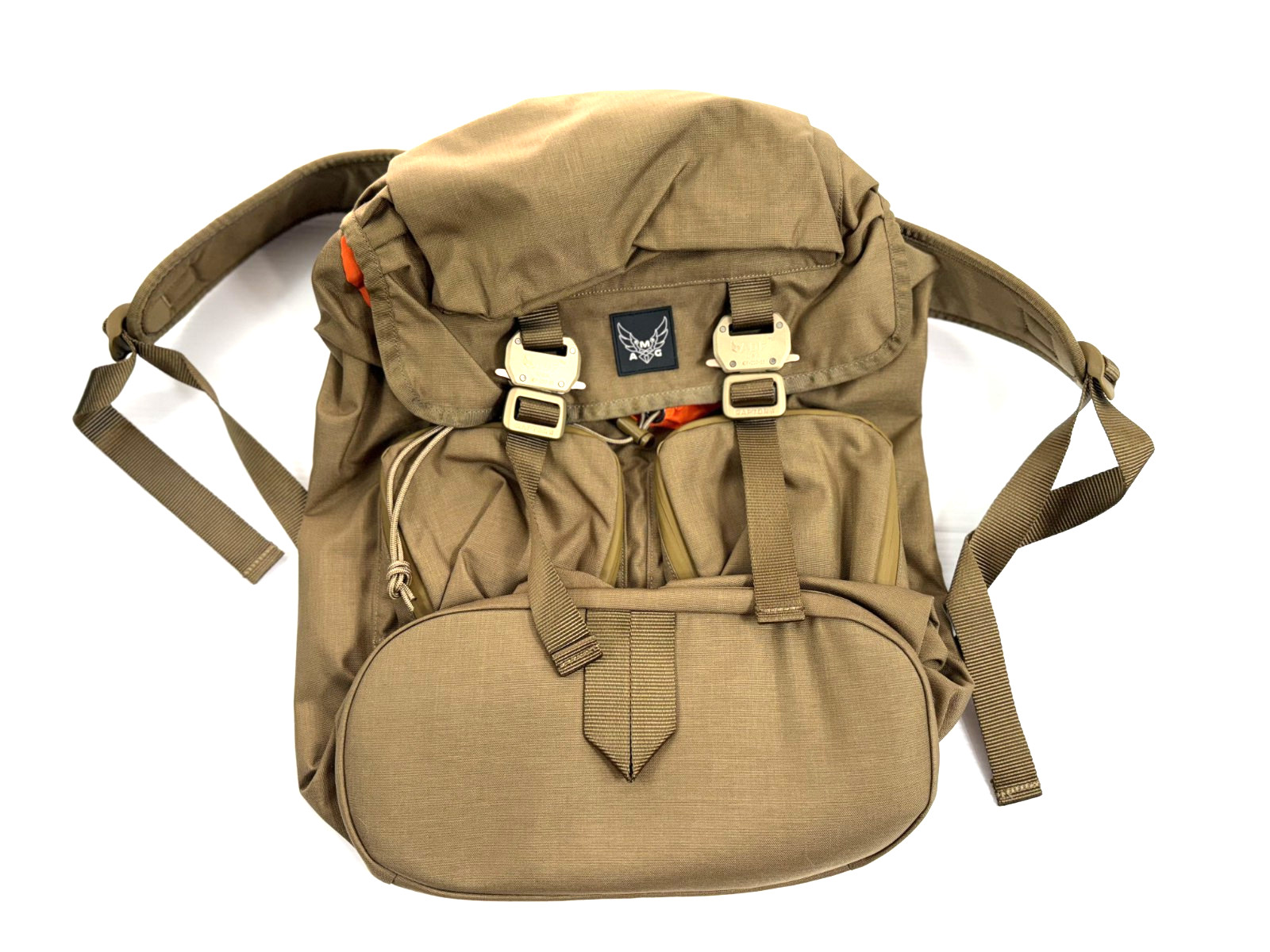 Atomic Mission Gear Parmia Utilitarian Backpack Signature Metal Buckles Coyote