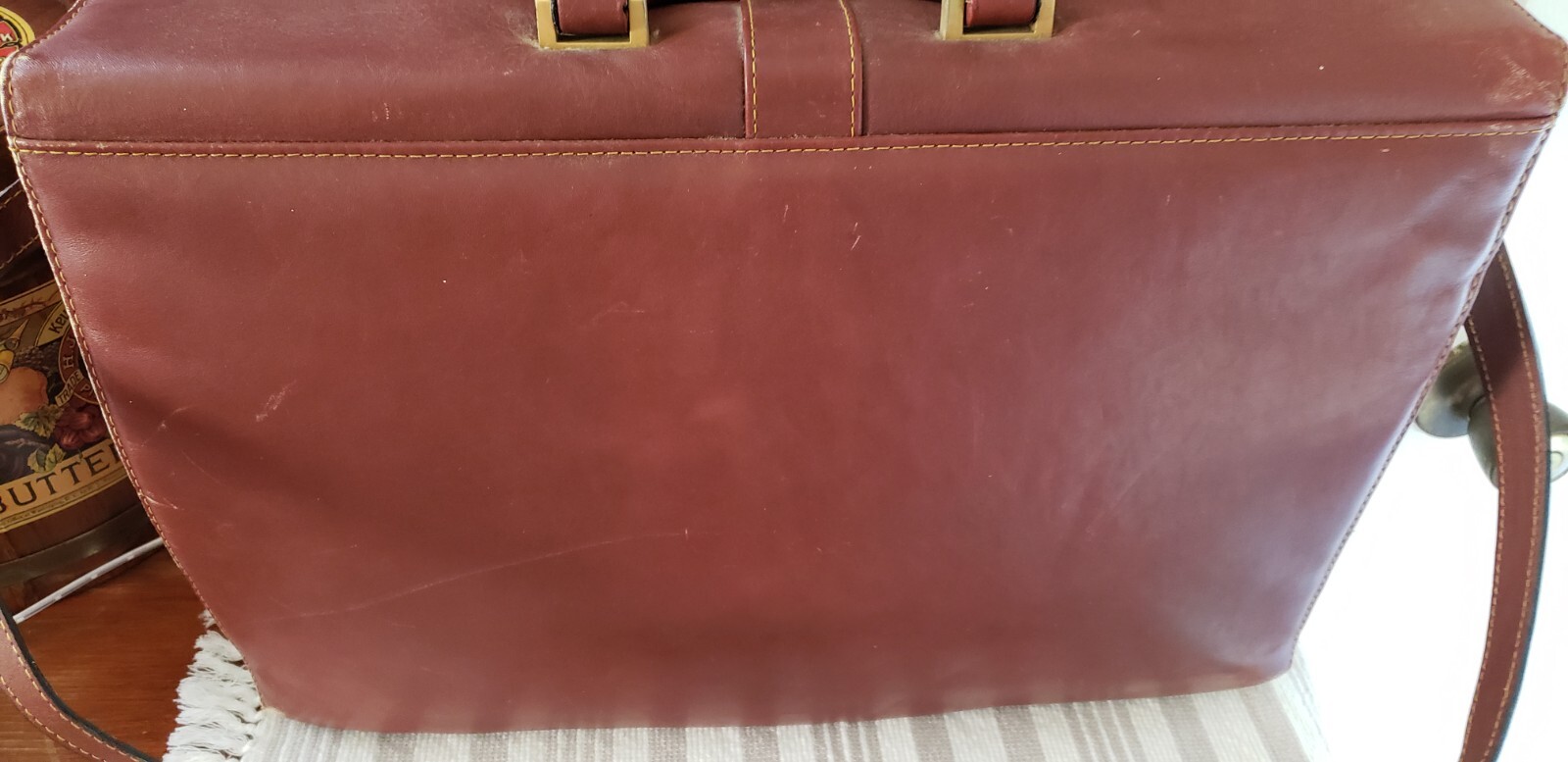 VINTAGE 1990s GENUINE REAL BROWN LEATHER DESA PROFESSIONAL BUSINESS BRIEFCASE