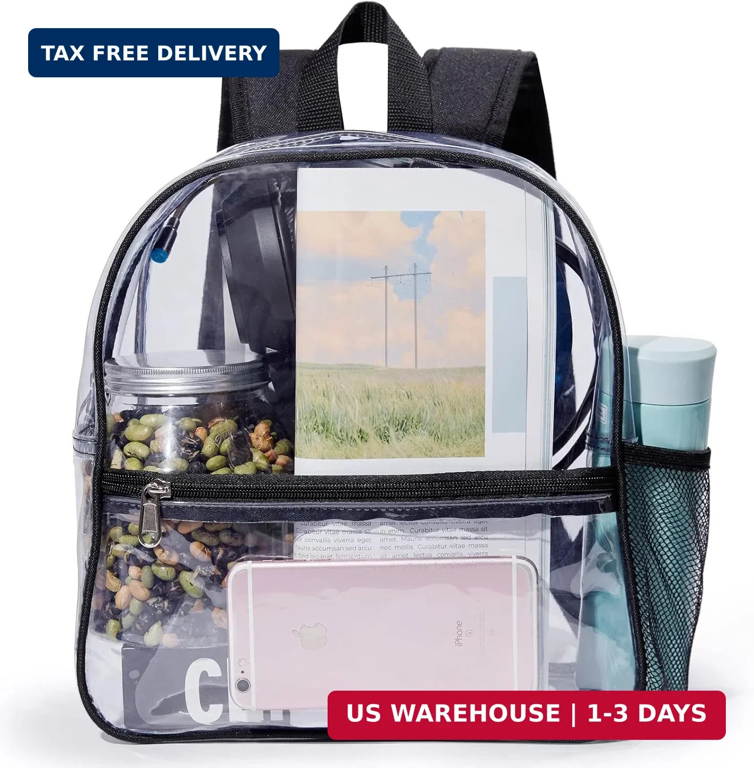 Clear Backpack for Stadium Approved 12×6×12, Small Clear Bag for Stadium Events