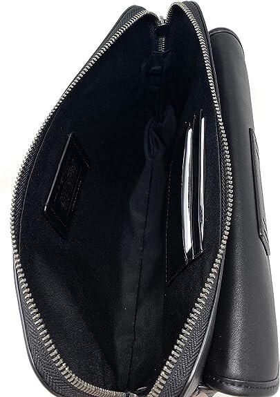Coach 2812 Men Unisex Ranger Zip Leather Pouch Wrist Strap Black