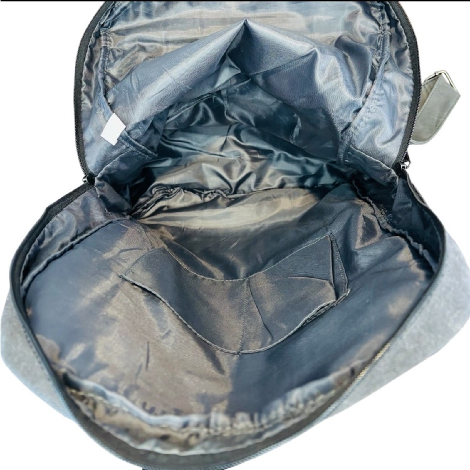 Unisex Gray Canvas Backpack with Flap Top & Drawstring Closure