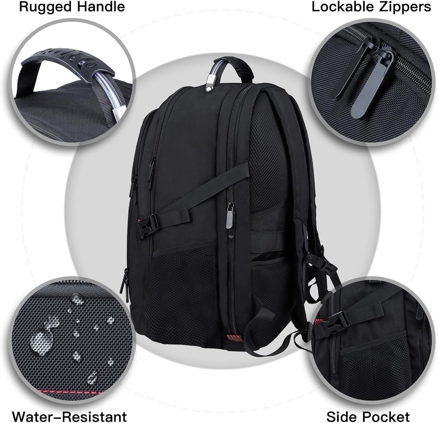 Extra Large 17.3 Inch Laptop Backpack, Anti Theft Water Resistant, Black