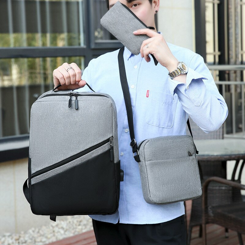 Backpack for Men Three-Piece Large-Capacity Laptop Out-Of-Home Travel Trend Bag