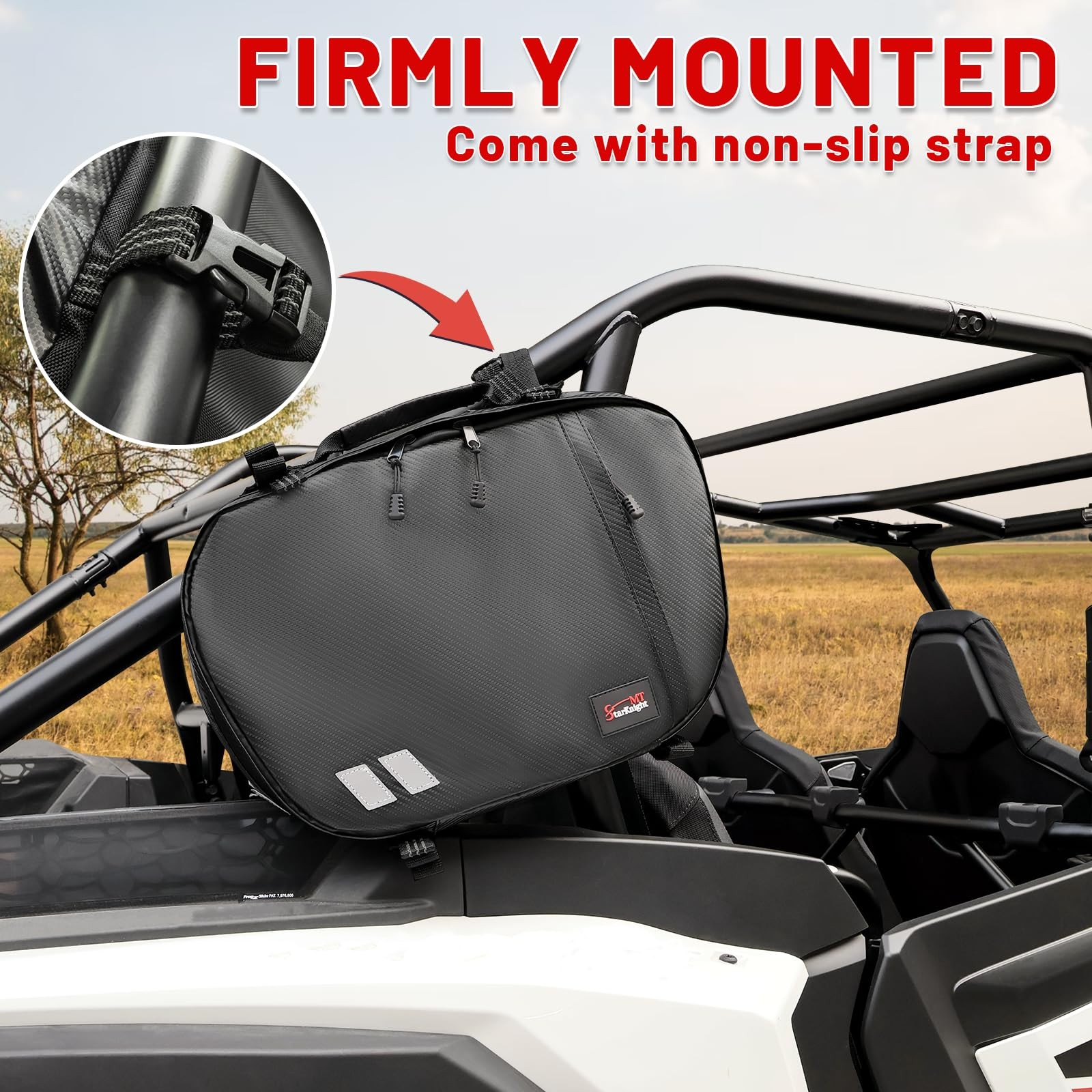 UTV Belt Bag, Universal Water Resistant SXS Roll Bar Standard Cage Storage To…