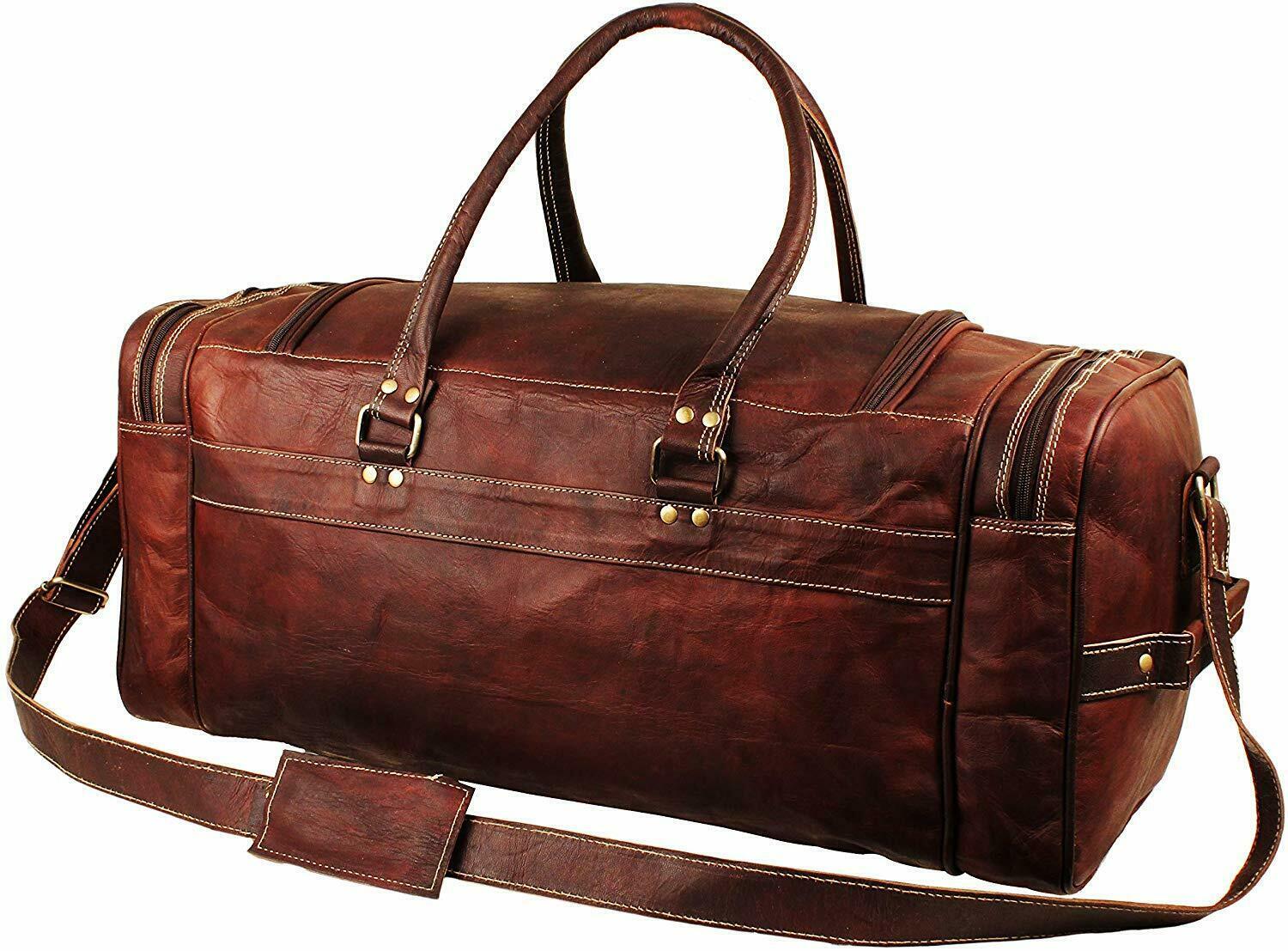 Handmade Genuine Leather Luggage Weekender Overnight Bag Travel Duffel Unisex