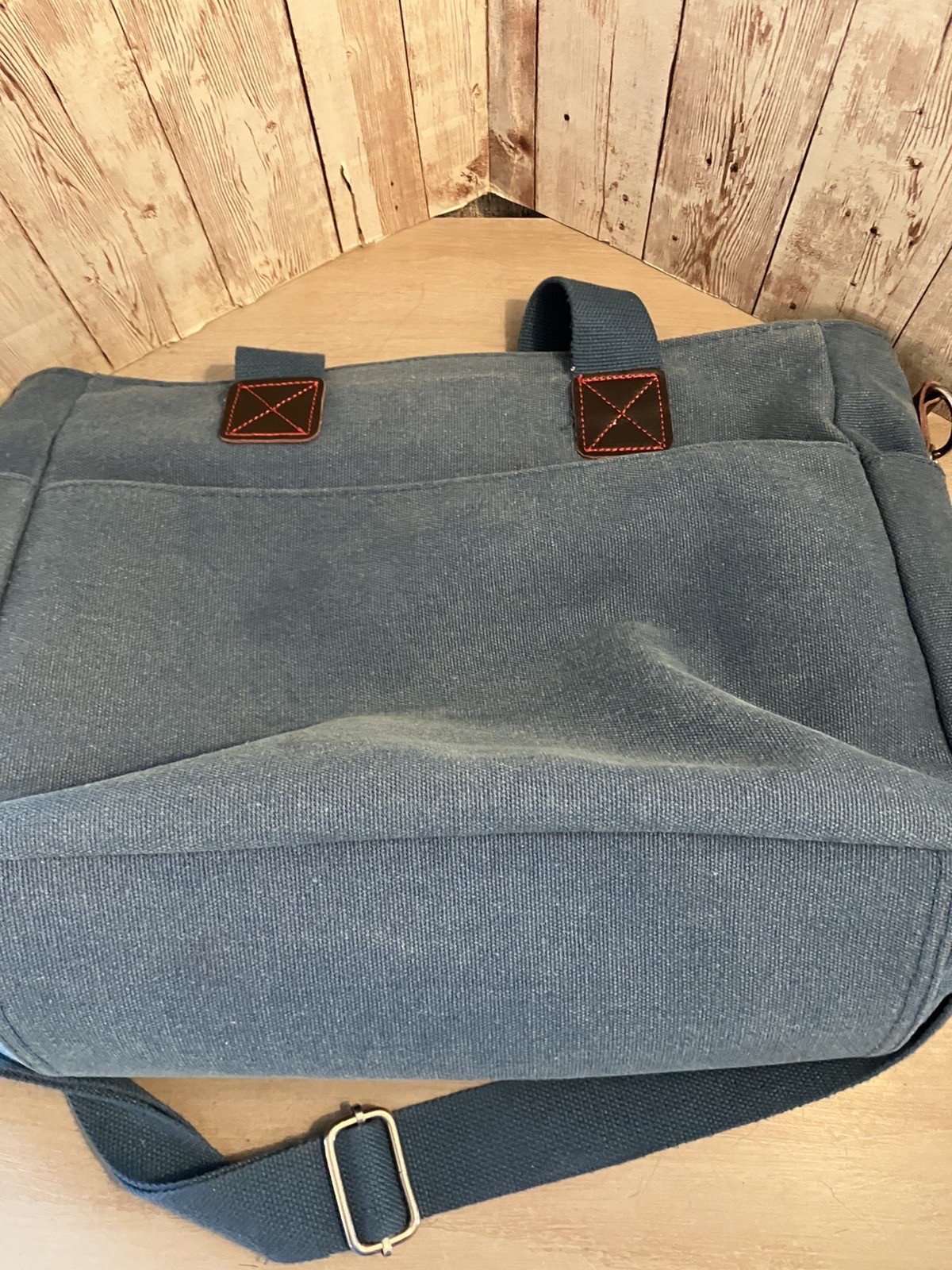 Tolfe Canvas Messenger Bag Laptop Tote Travel Denim Blue Padded Carry On EUC