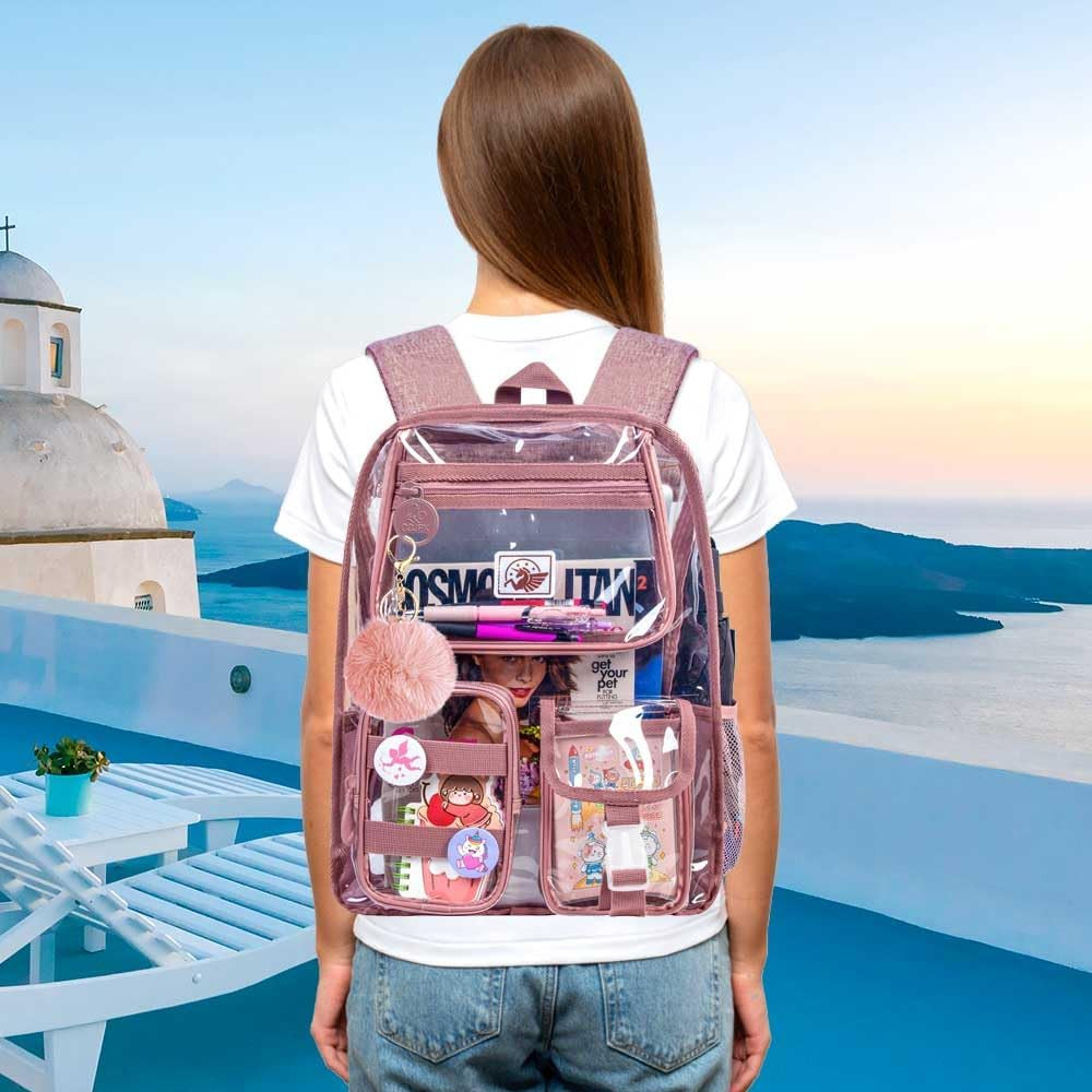 Clear Backpack, Heavy Duty Transparent Bookbag for Women and Men | Heavy Duty