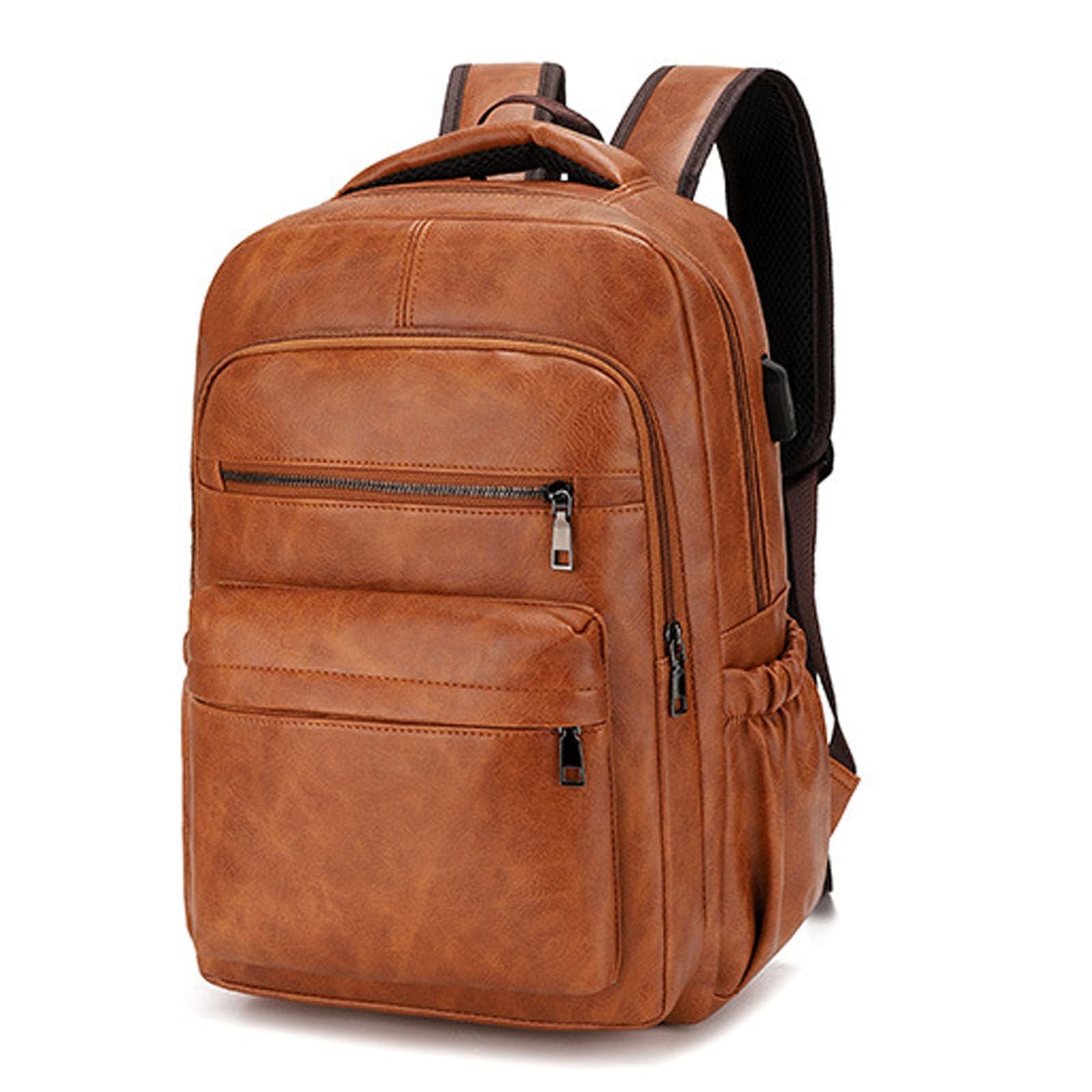 SHENGLAICAI Vintage Leather Backpack for Men 16″ Laptop Bag for work Casual