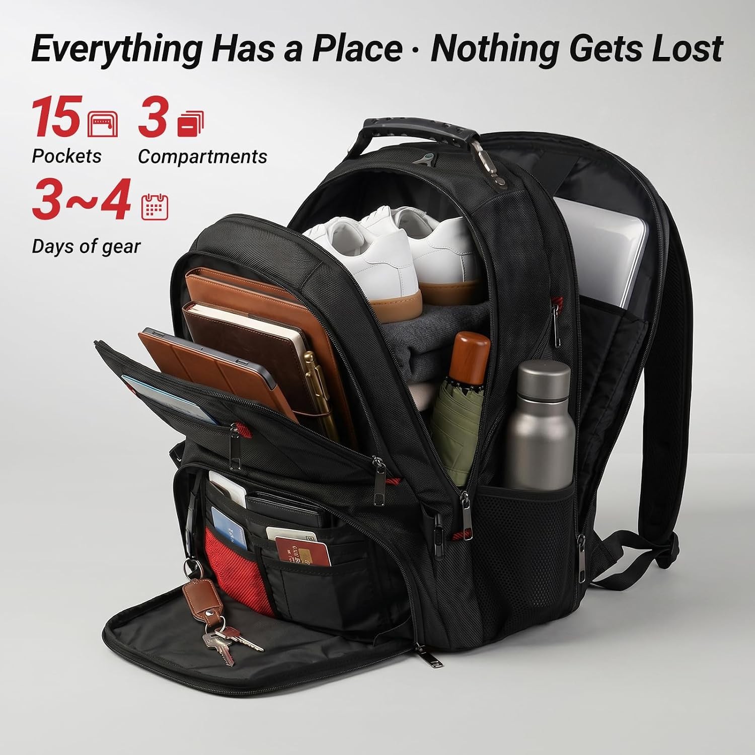 YOREPEK Large Laptop Backpack for Men, Heavy Duty Travel Backpack Carry On Fligh