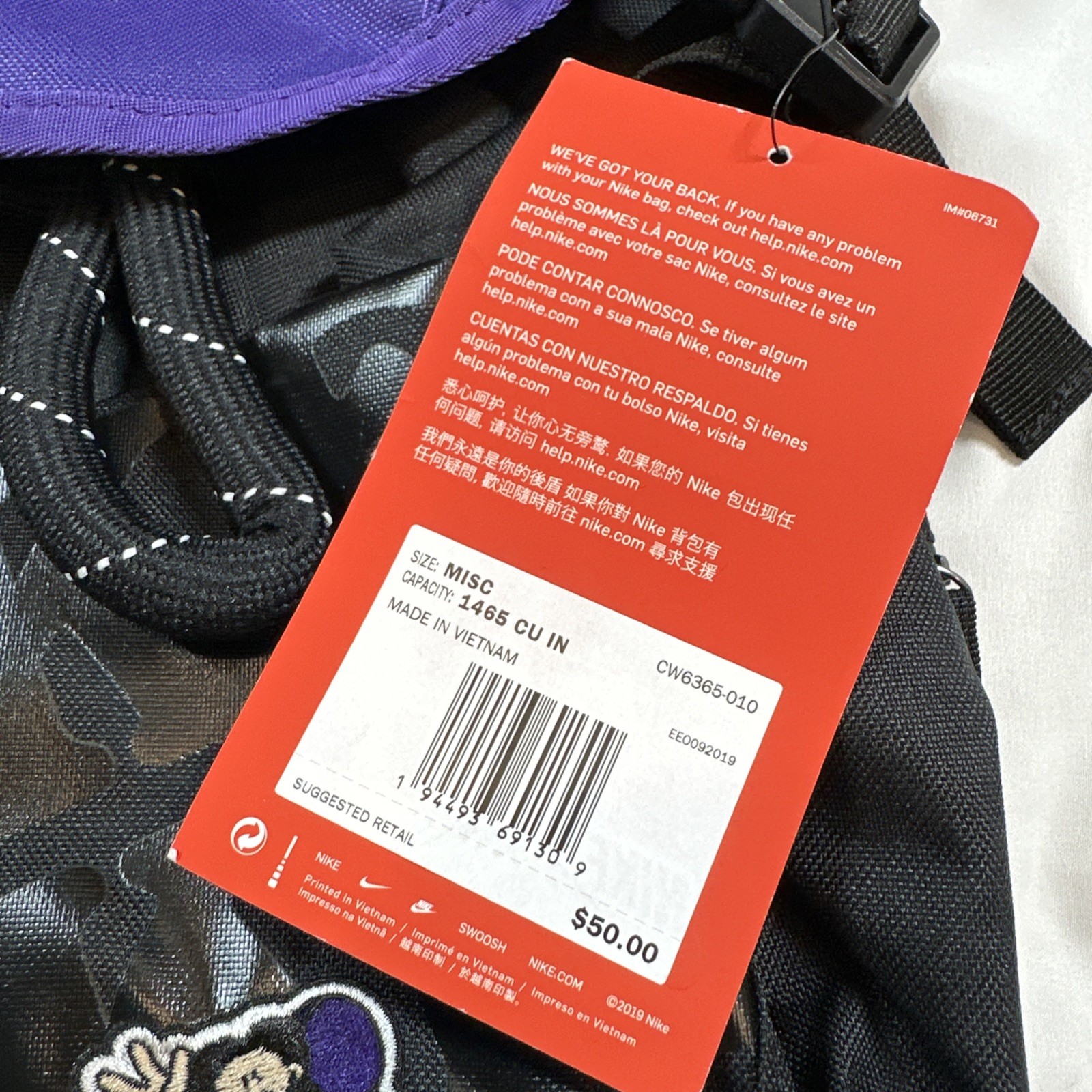 Nike Heritage Rucksack Hiking Backpack Black Purple CW6365-010 ACG