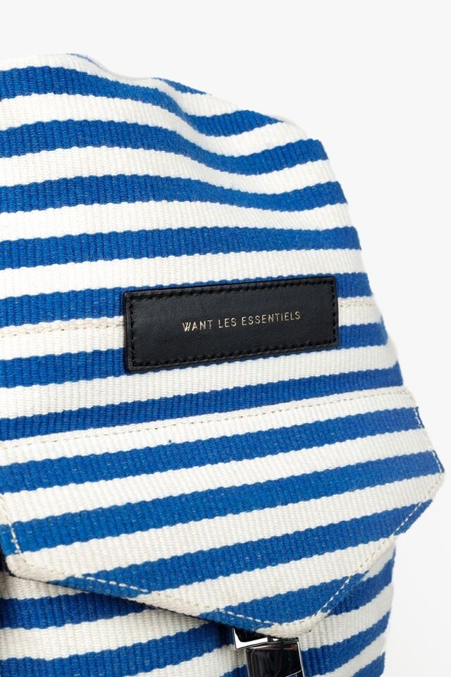 Want Les Essentiels Blue and White Striped Backpack, One Size