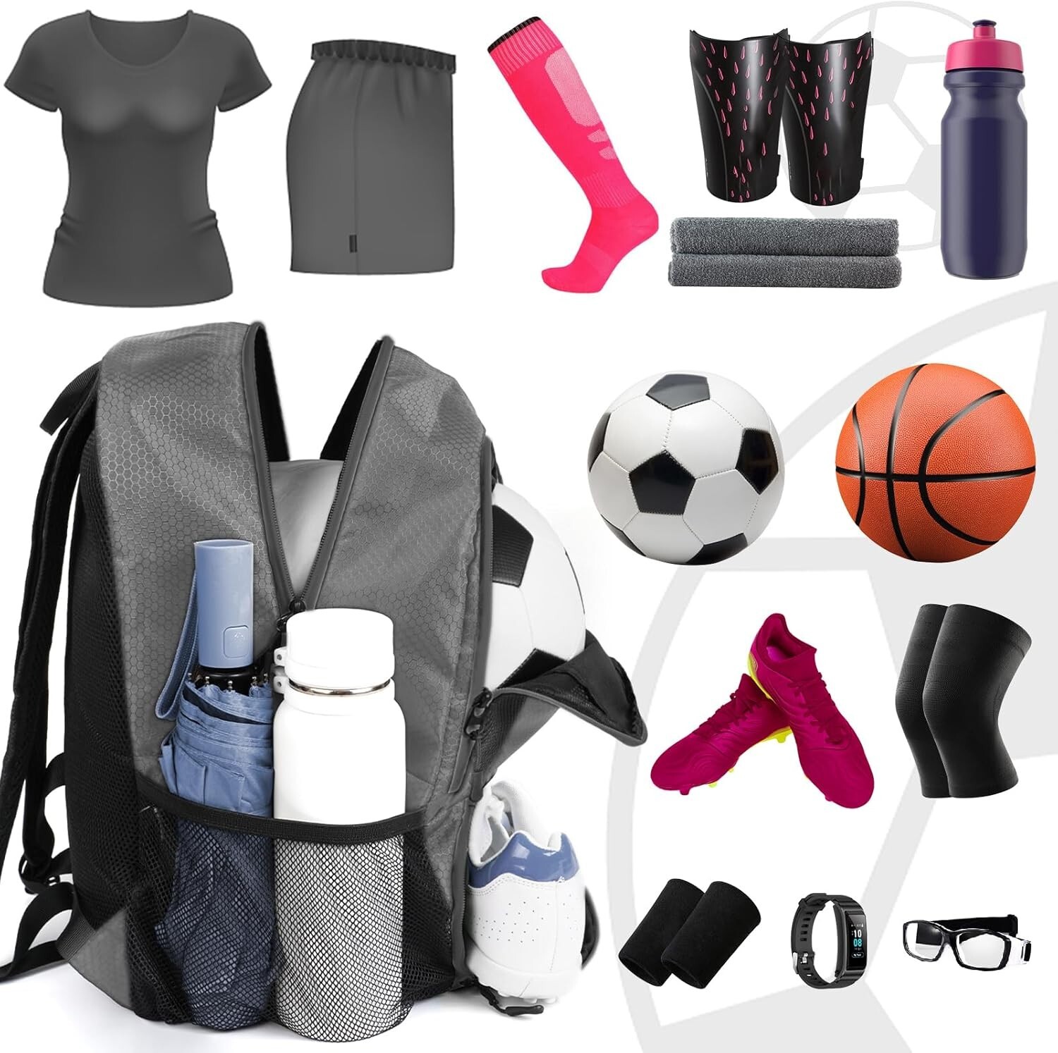 Water-Resistant Soccer & Multi-Sport Backpack – Fits Basketball, Football & More