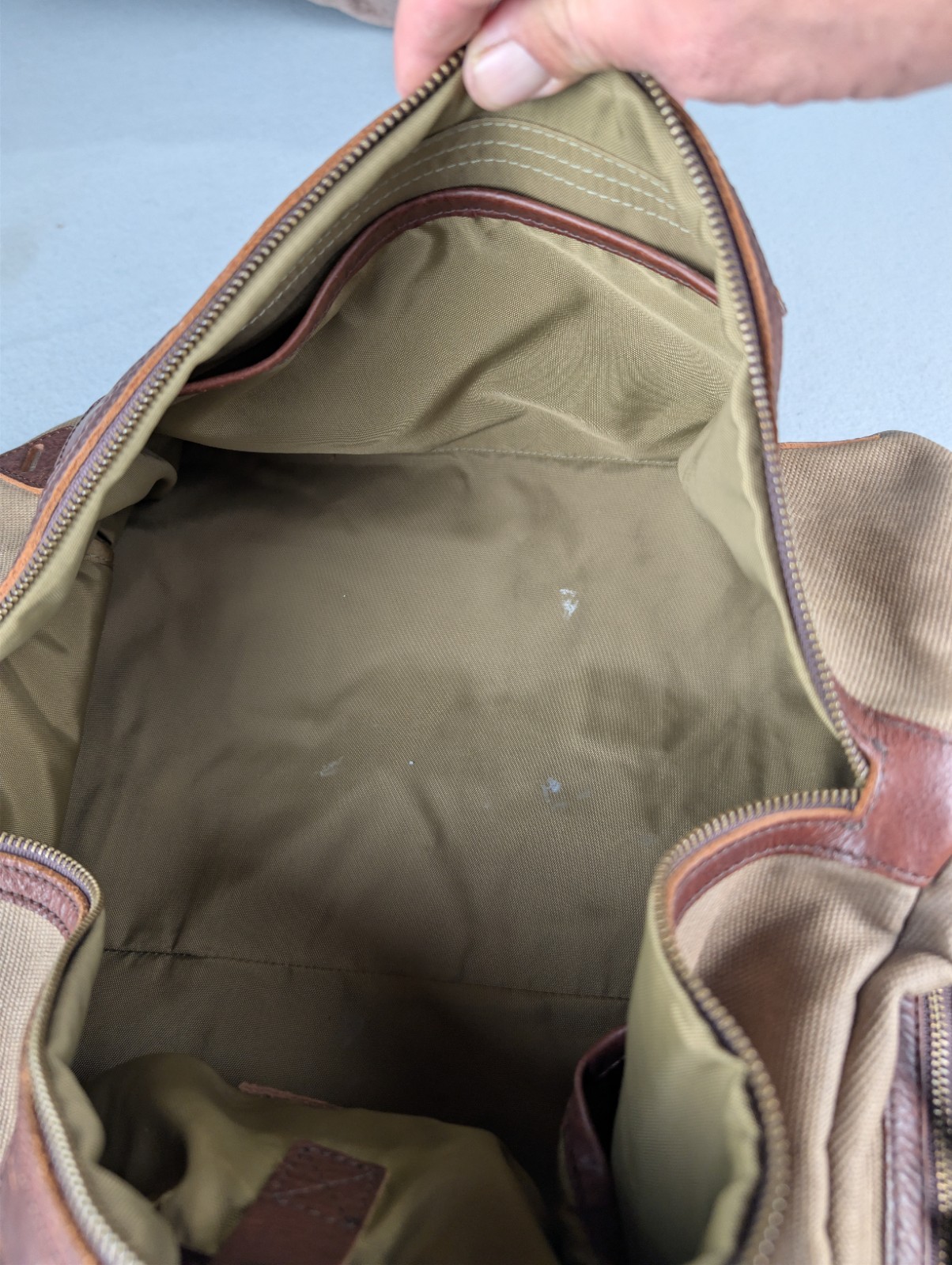 Buffalo Jackson Dakota Waxed Canvas Duffle Bag Leather Has Strap Missing Handles