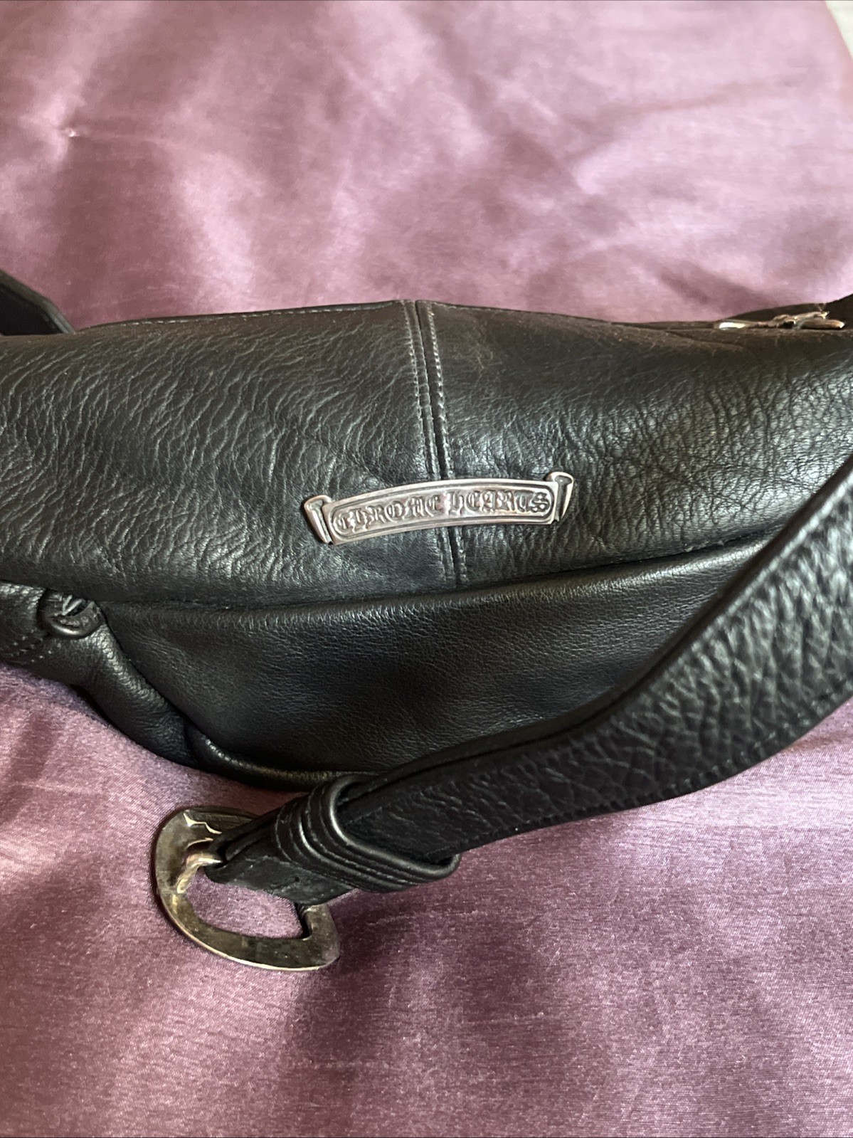 CHROME HEARTS Plain Snut Pack Body Bag Sterling leather unisex black